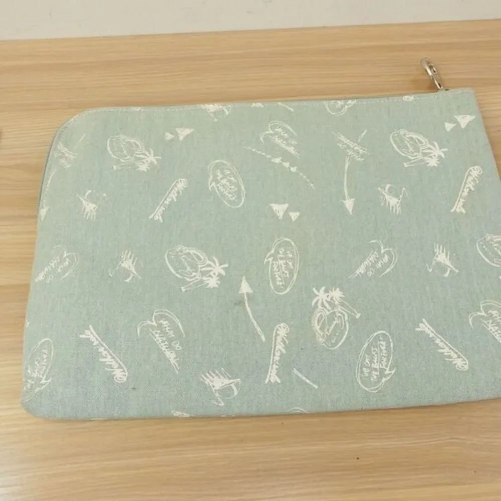 Laptop 13 Clutch Portfolio Bag Large Light Blue Cotton Document‎ Preppy BACKS